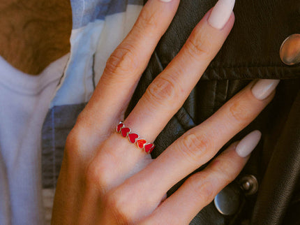 Pura Vida Pura Vida Love Hearts Enamel Ring Silver