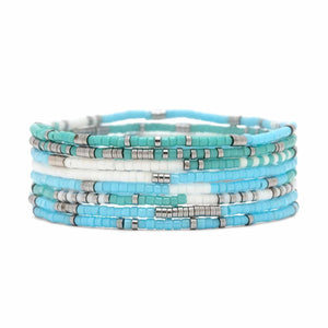 Pura Vida Pura Vida Mixed SB Silver Stretch Bracelet 8 Set Seafoam Dream