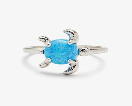 Pura Vida Pura Vida Opal Sea Turtle Ring Silver