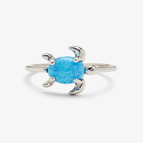 Pura Vida Pura Vida Opal Sea Turtle Ring Silver