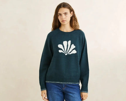 Rhythm Rhythm Dames Bayside Crew Neck Knit Sweater Forest