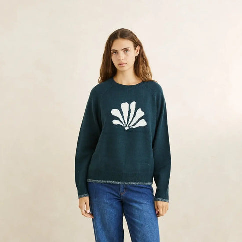 Rhythm Rhythm Dames Bayside Crew Neck Knit Sweater Forest