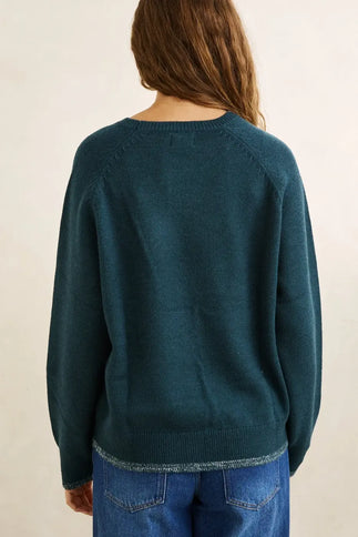 Rhythm Rhythm Dames Bayside Crew Neck Knit Sweater Forest