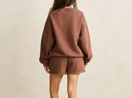 Rhythm Rhythm Dames Collegiate Oversized Crew Neck Fleece Chocolate
