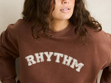 Rhythm Rhythm Dames Collegiate Oversized Crew Neck Fleece Chocolate
