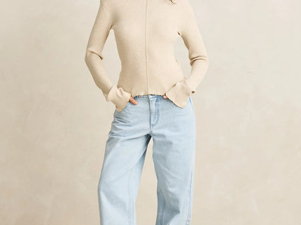Rhythm Rhythm Dames Essential Long Sleeve Knit Top White Marble