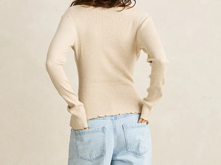 Rhythm Rhythm Dames Essential Long Sleeve Knit Top White Marble