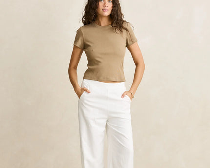 Rhythm Rhythm Dames Essential Wide Leg Pants White
