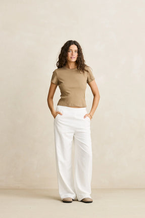 Rhythm Rhythm Dames Essential Wide Leg Pants White