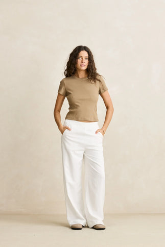 Rhythm Rhythm Dames Essential Wide Leg Pants White