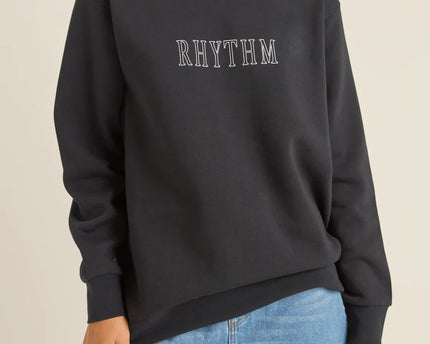 Rhythm Rhythm Dames Flagship Boyfriend Fleece Crew Black