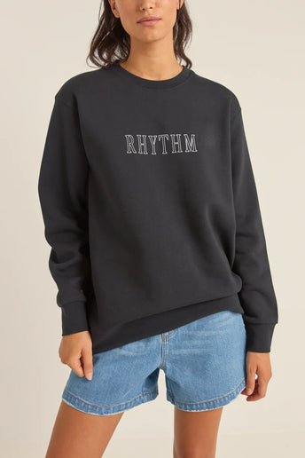 Rhythm Rhythm Dames Flagship Boyfriend Fleece Crew Black