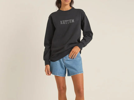 Rhythm Rhythm Dames Flagship Boyfriend Fleece Crew Black