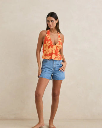 Rhythm Rhythm Dames Melia Floral Halter Top Red