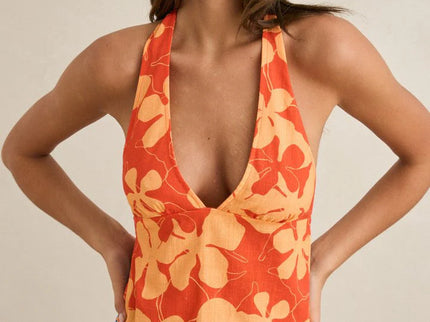 Rhythm Rhythm Dames Melia Floral Halter Top Red