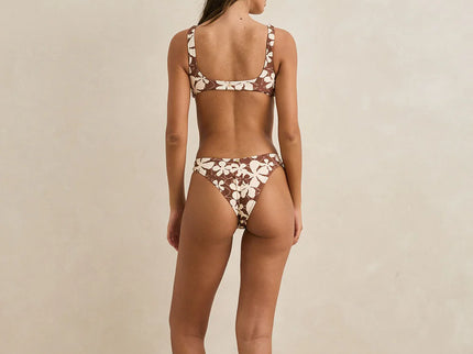 Rhythm Rhythm Dames Melia Floral Twist Front Bikini Top Chocolate