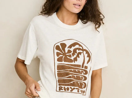 Rhythm Rhythm Dames Palm and Sun Oversized Tee Vintage White