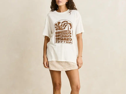 Rhythm Rhythm Dames Palm and Sun Oversized Tee Vintage White