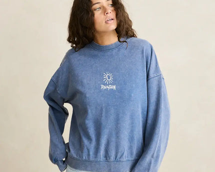 Rhythm Rhythm Dames Salt Wash Crew Neck Fleece Indigo