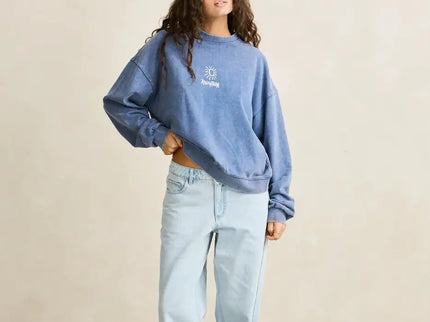 Rhythm Rhythm Dames Salt Wash Crew Neck Fleece Indigo