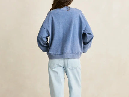 Rhythm Rhythm Dames Salt Wash Crew Neck Fleece Indigo