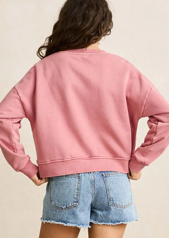 Rhythm Rhythm Dames Sun and Palm Slouchy Crew Neck Fleece Dusty Plum