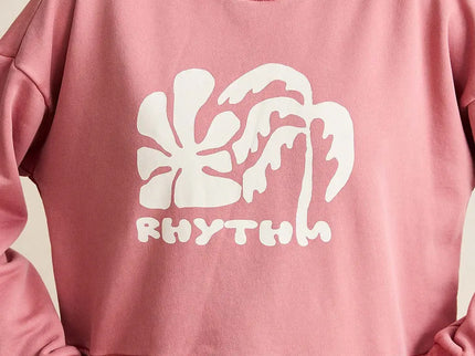 Rhythm Rhythm Dames Sun and Palm Slouchy Crew Neck Fleece Dusty Plum