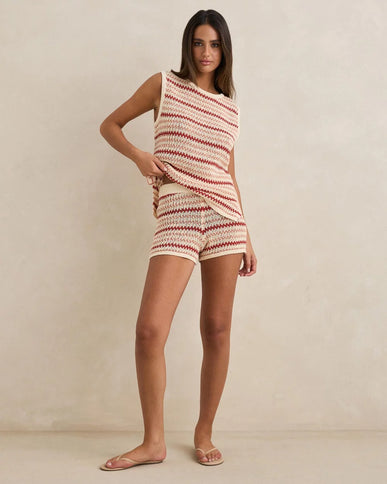 Rhythm Rhythm Dames Tami Stripe Knit Short Watermelon