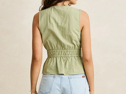 Rhythm Rhythm Dames Vista Stripe Tie Front Top Olive