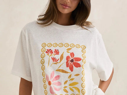 Rhythm Rhythm Dames Wildflower Oversized T-Shirt Vintage White