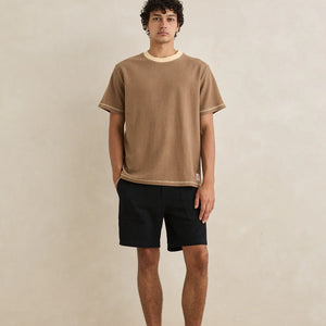 Rhythm Rhythm Heren Contrast Vintage Terry T-Shirt Latte