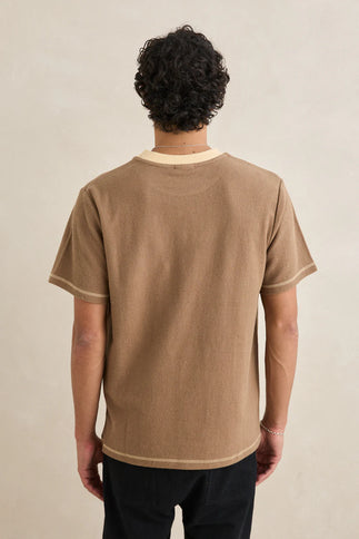 Rhythm Rhythm Heren Contrast Vintage Terry T-Shirt Latte