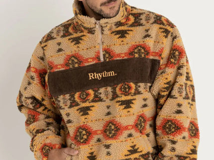 Rhythm Rhythm Heren High Noon Quarter Zip Fleece Tan