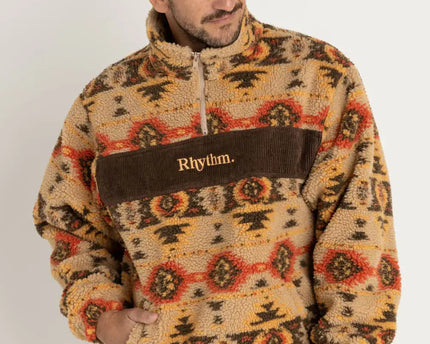 Rhythm Rhythm Heren High Noon Quarter Zip Fleece Tan