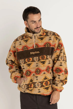 Rhythm Rhythm Heren High Noon Quarter Zip Fleece Tan