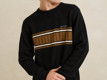 Rhythm Rhythm Heren Mohair Stripe Knit Sweater Black