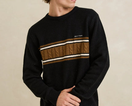 Rhythm Rhythm Heren Mohair Stripe Knit Sweater Black