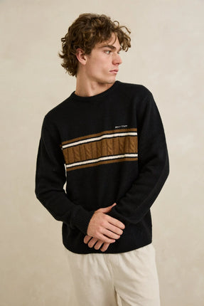 Rhythm Rhythm Heren Mohair Stripe Knit Sweater Black