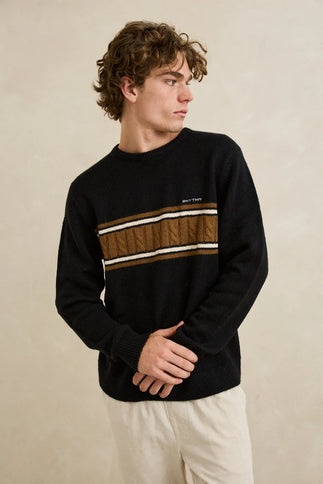 Rhythm Rhythm Heren Mohair Stripe Knit Sweater Black