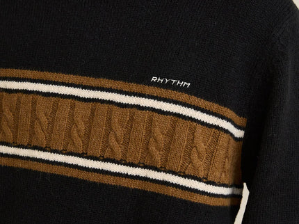 Rhythm Rhythm Heren Mohair Stripe Knit Sweater Black