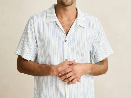 Rhythm Rhythm Heren Novelty Stripe SS Shirt White