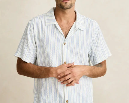 Rhythm Rhythm Heren Novelty Stripe SS Shirt White