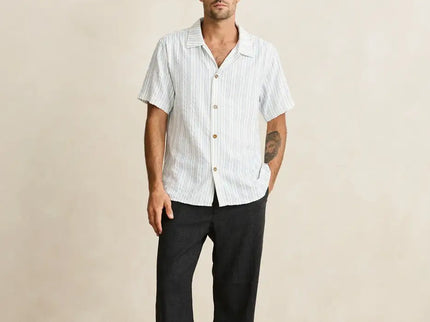 Rhythm Rhythm Heren Novelty Stripe SS Shirt White