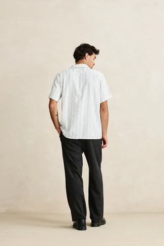 Rhythm Rhythm Heren Novelty Stripe SS Shirt White