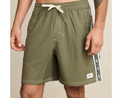 Rhythm Rhythm Heren Panel Stripe Beach Short Olive