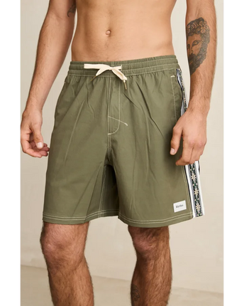 Rhythm Rhythm Heren Panel Stripe Beach Short Olive