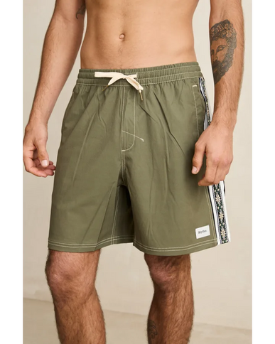 Rhythm Rhythm Heren Panel Stripe Beach Short Olive