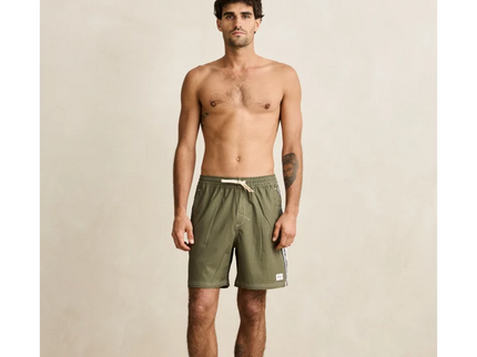 Rhythm Rhythm Heren Panel Stripe Beach Short Olive