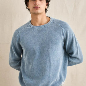 Rhythm Rhythm Heren Polu Crew Knit Sweater Washed Blue