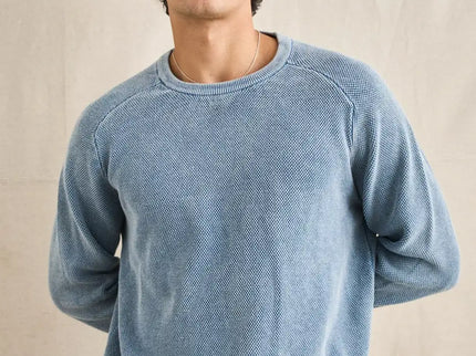 Rhythm Rhythm Heren Polu Crew Knit Sweater Washed Blue